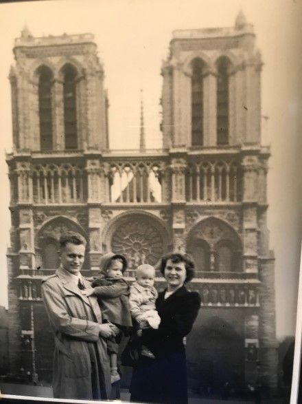 Borge family in Paris in front of Notre Dame