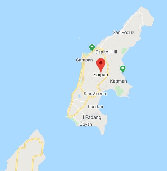 Saipan on the map, an island in Northern Mariana Islands,